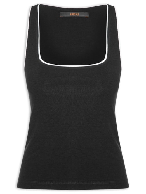 Blusa Feminina Regata Vivos P&B - Preto