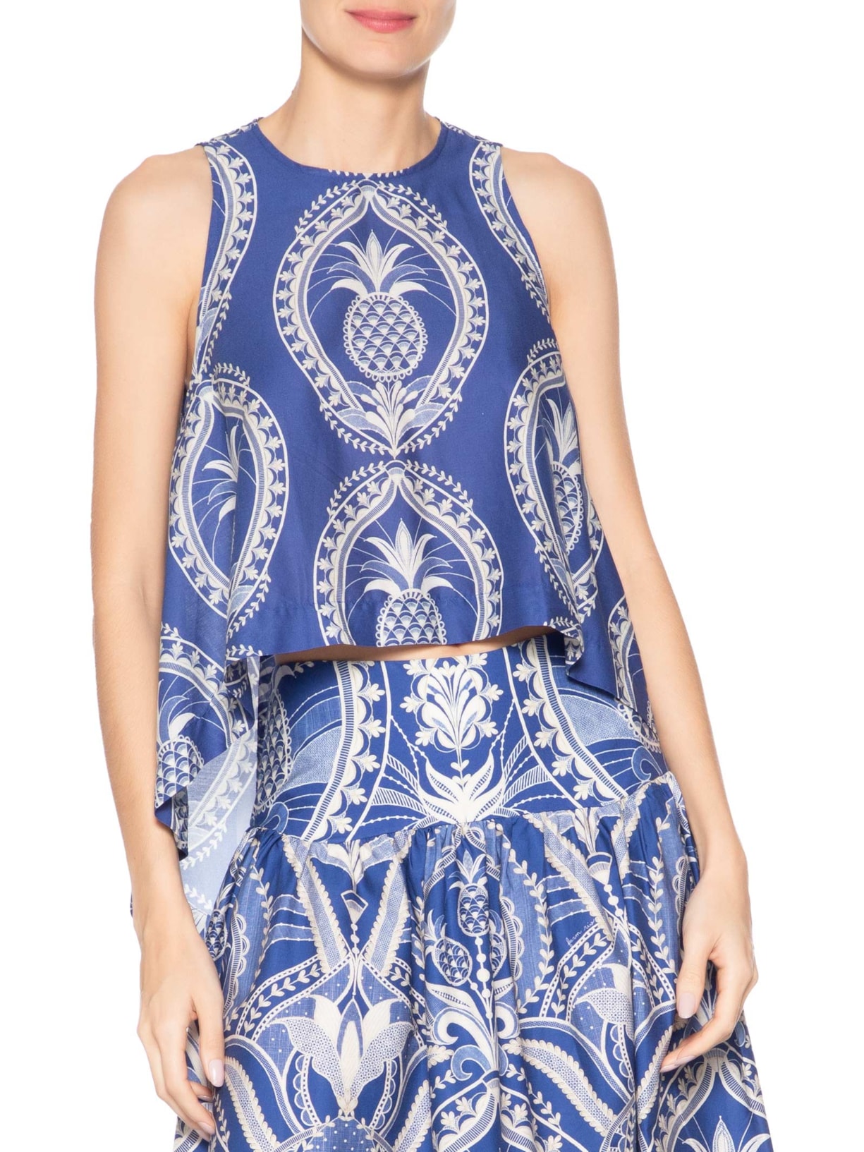 Blusa Feminina Relicario De Abacaxi Azul Farm