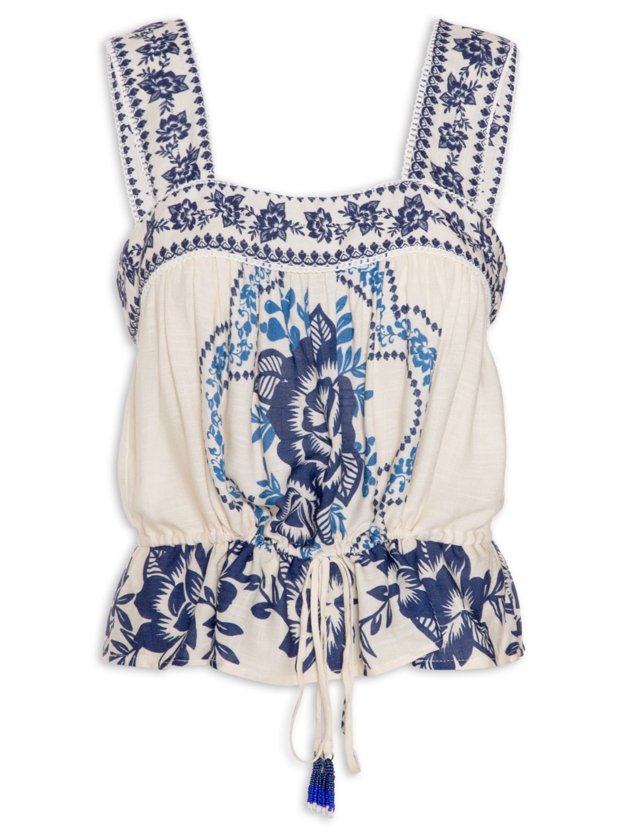 Blusa Feminina Renda De Verão - Azul