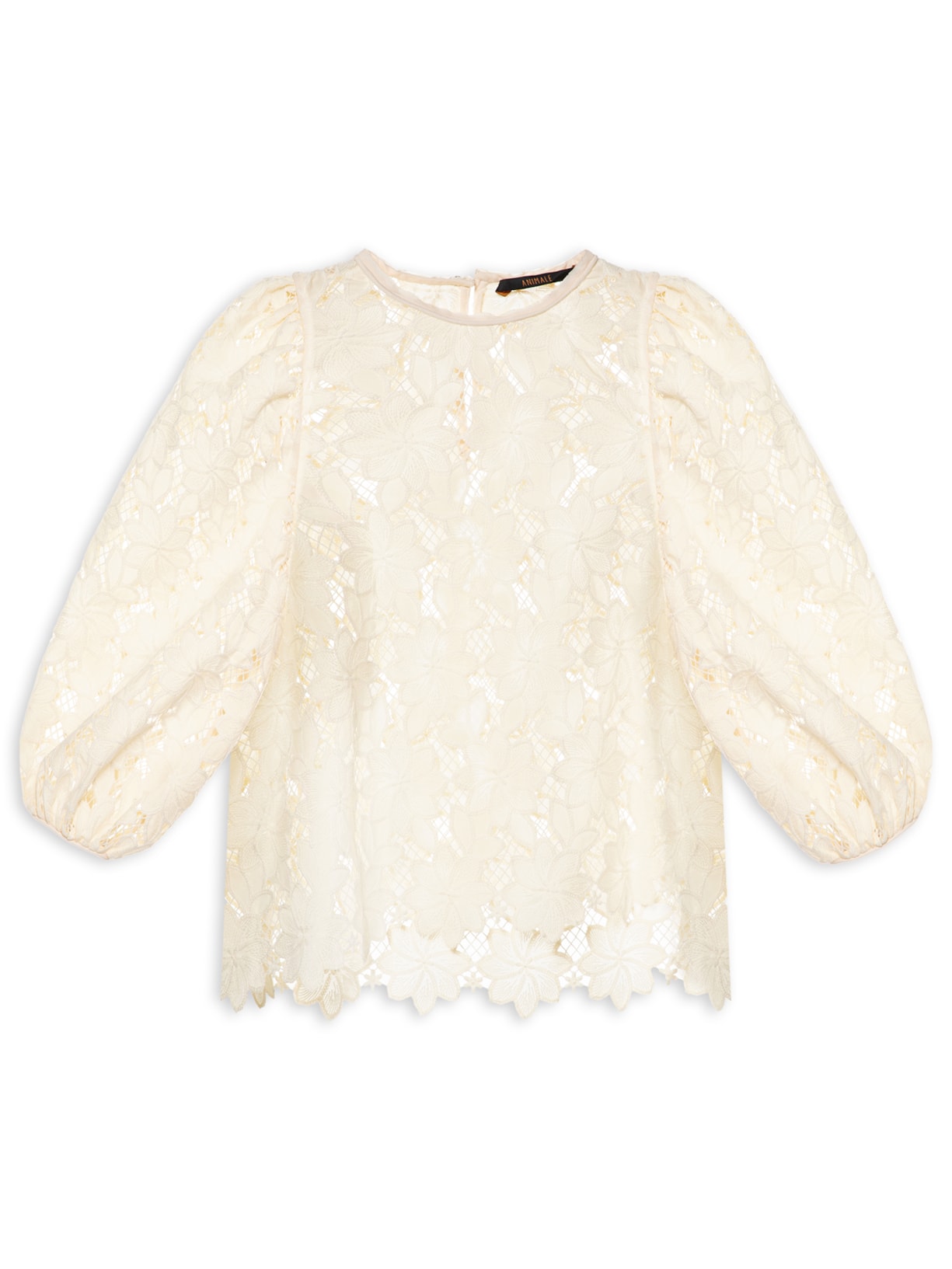 Blusa Feminina Renda Floral Praiano - Bege