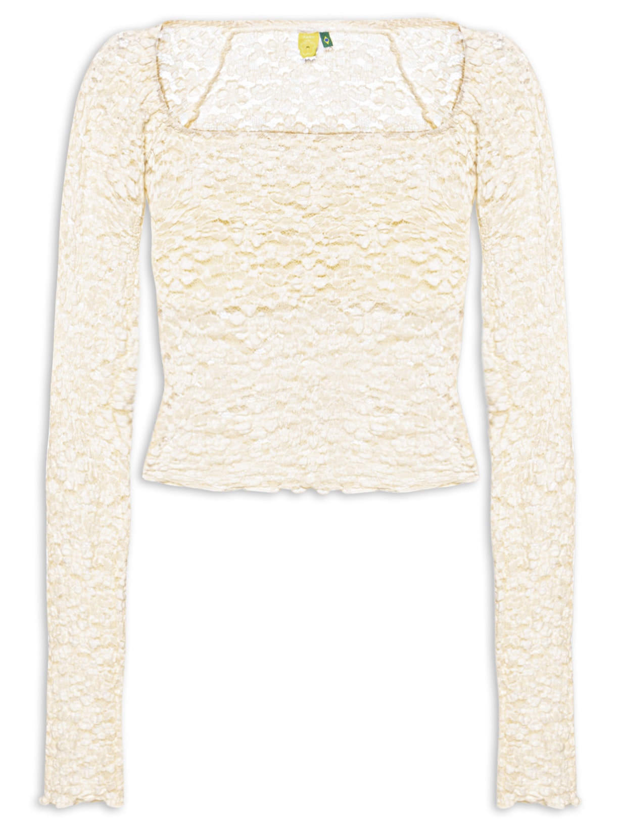 Blusa Feminina Rendada Decote Reto Artesanal - Off White