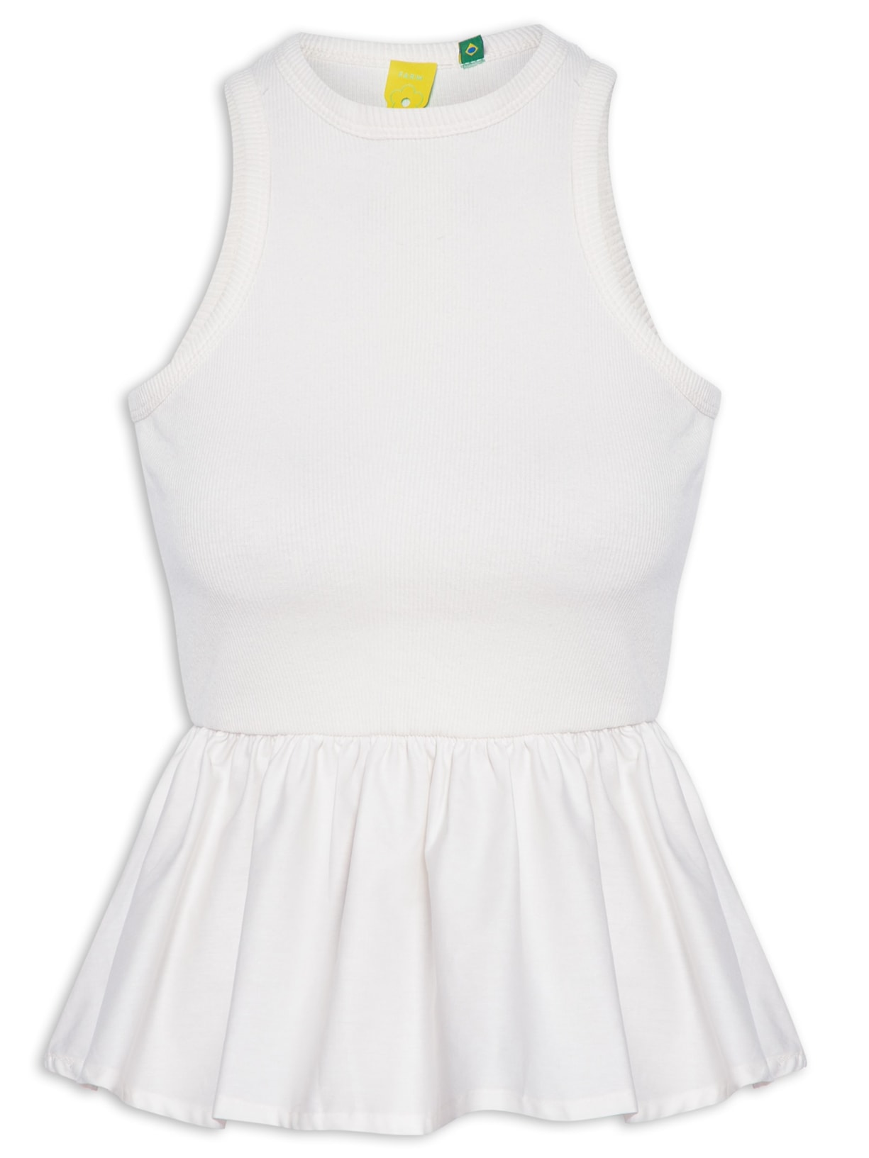 Blusa Feminina Rib Babado - Branco