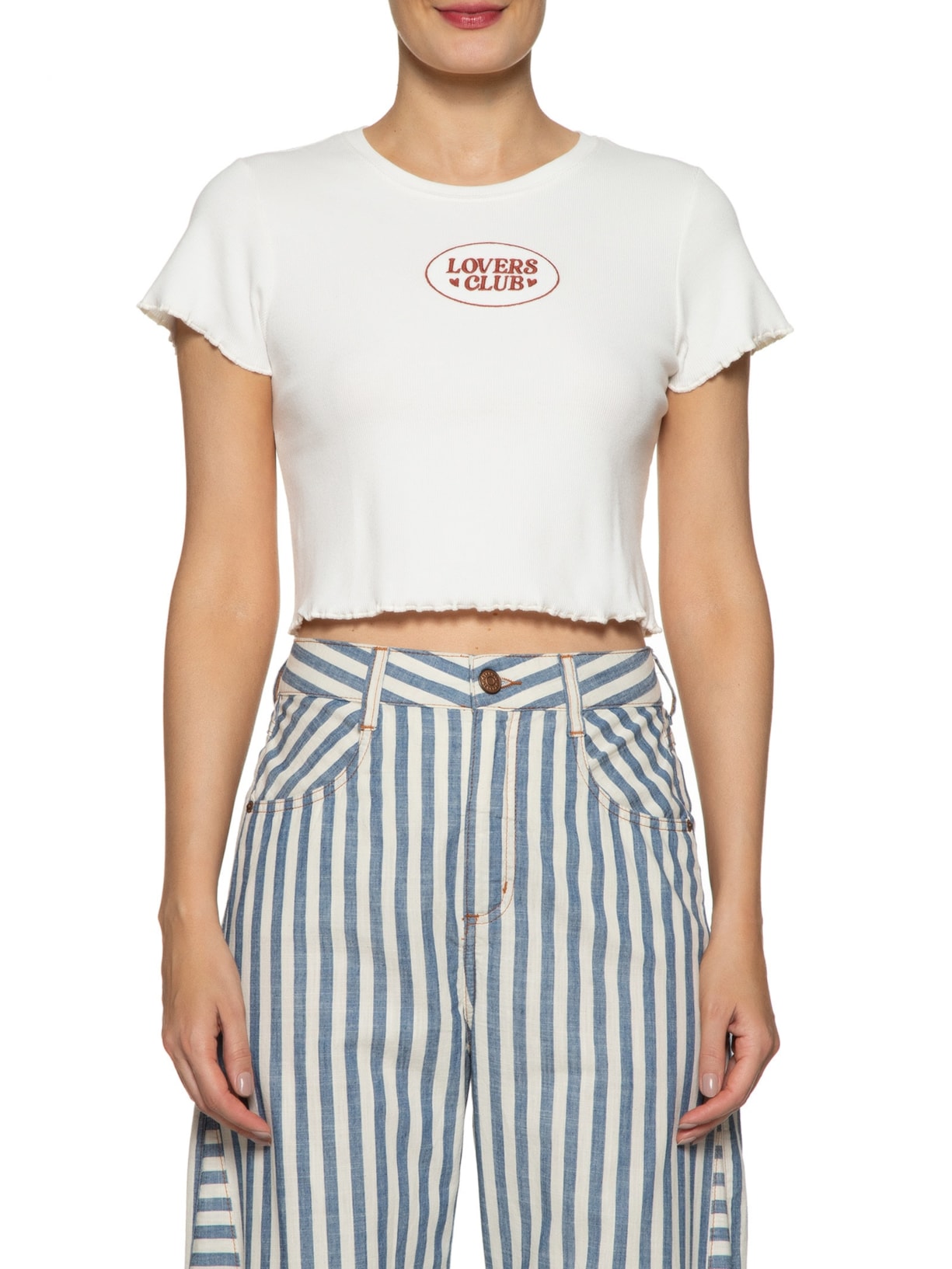 Blusa Feminina Ribana Bordado Lovers Club Off White Dress To