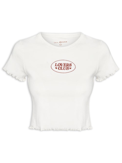Blusa Feminina Ribana Bordado Lovers Club - Off White