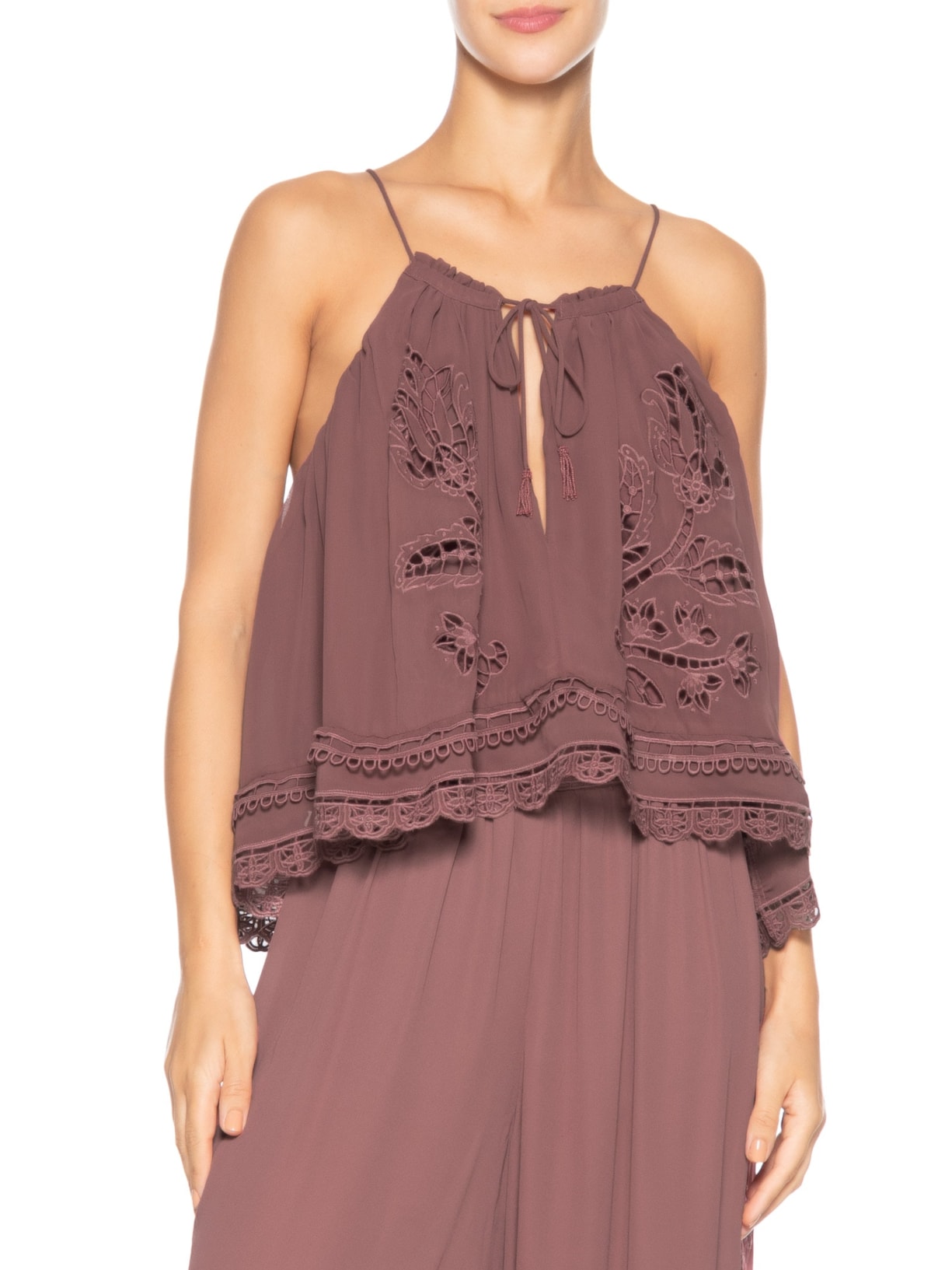 Blusa Feminina Richilieu Tulipas Roxo Farm