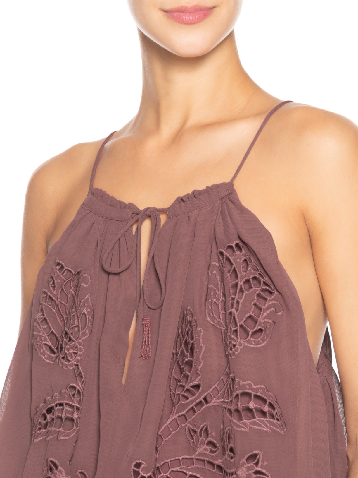 Blusa Feminina Richilieu Tulipas Roxo Farm