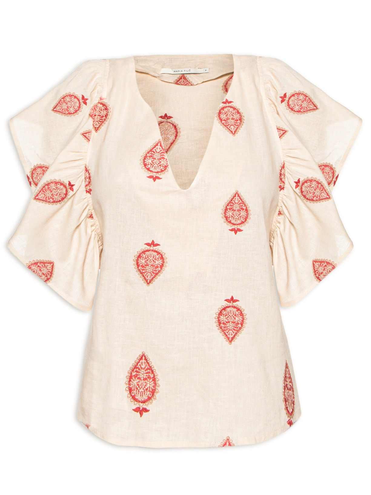 Blusa Feminina Rolote Bordado Mya - Bege