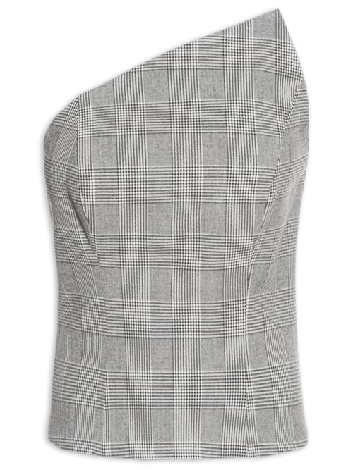Blusa Feminina Roma Xadrez - Cinza