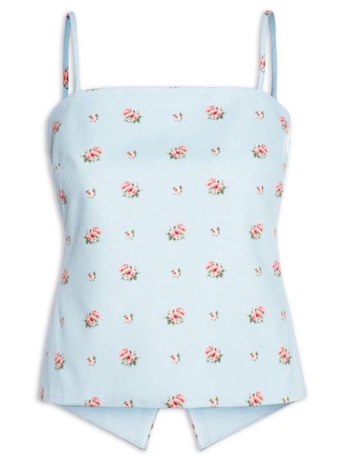 Blusa Feminina Rosas - Azul