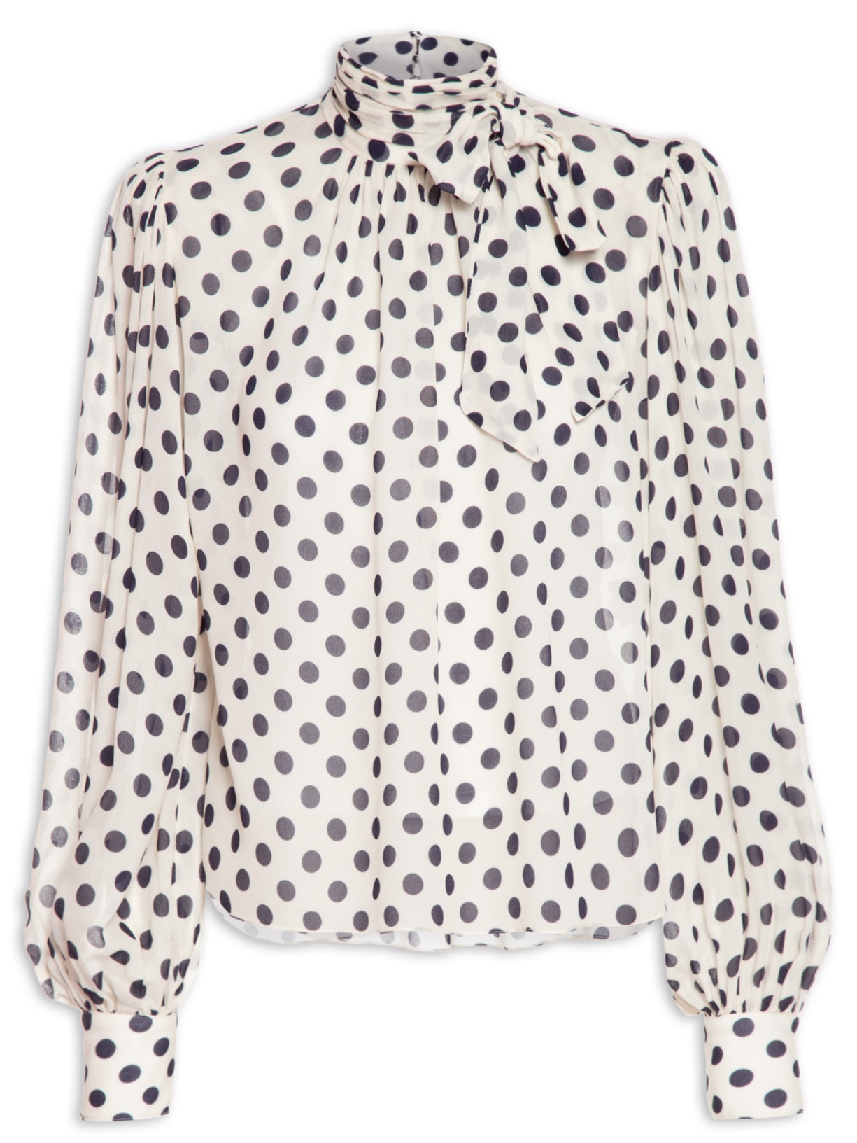 Blusa Feminina Sabrina Estampa Poá - Off White