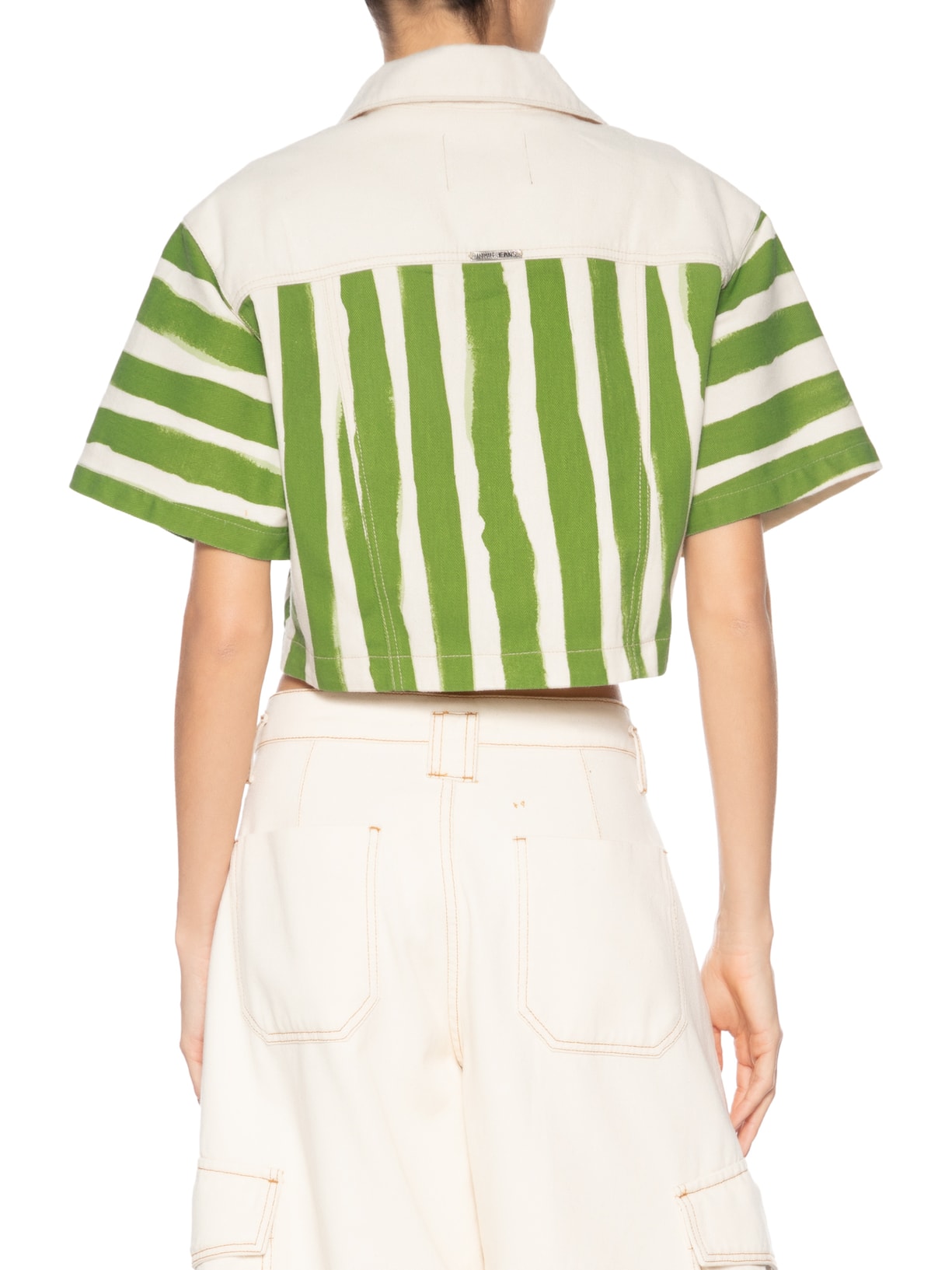 Blusa Feminina Sarja Estampa Listras Verde Animale Jeans