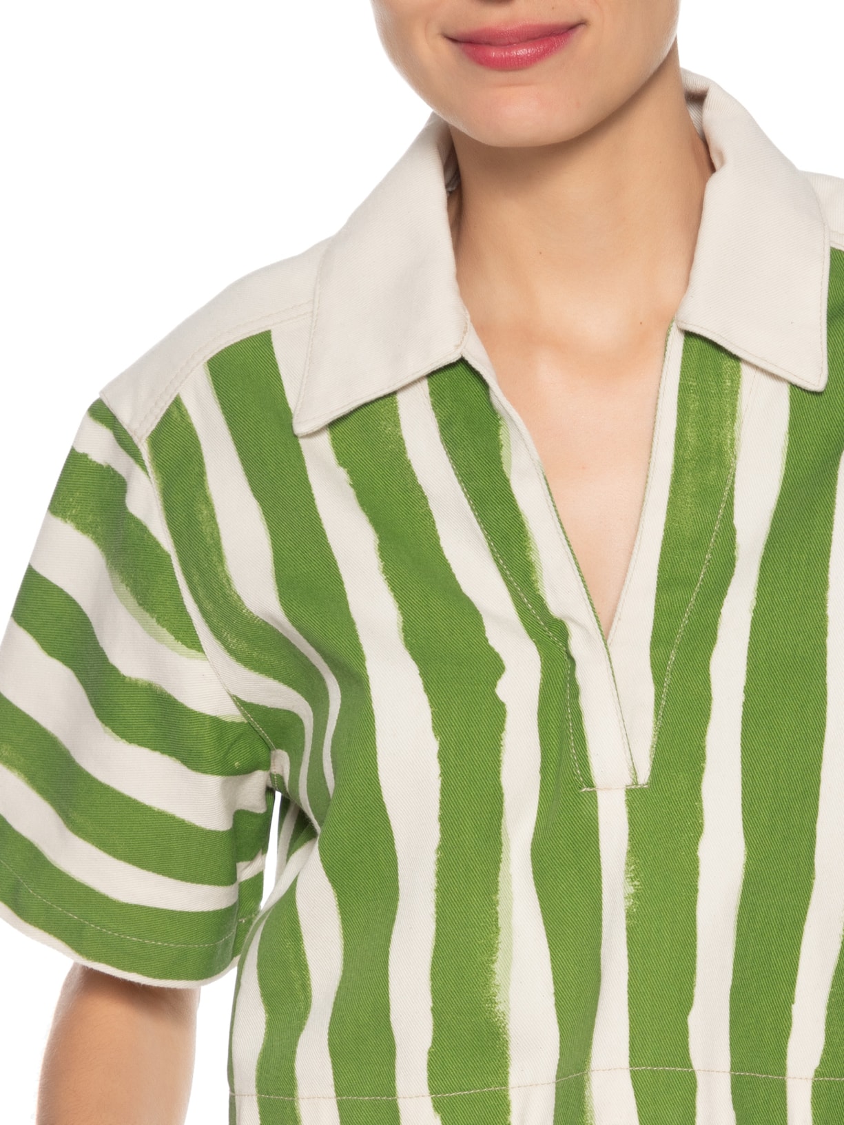 Blusa Feminina Sarja Estampa Listras Verde Animale Jeans