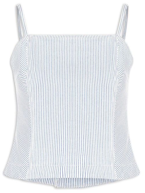 Blusa Feminina Sarja Lista Denim - Azul