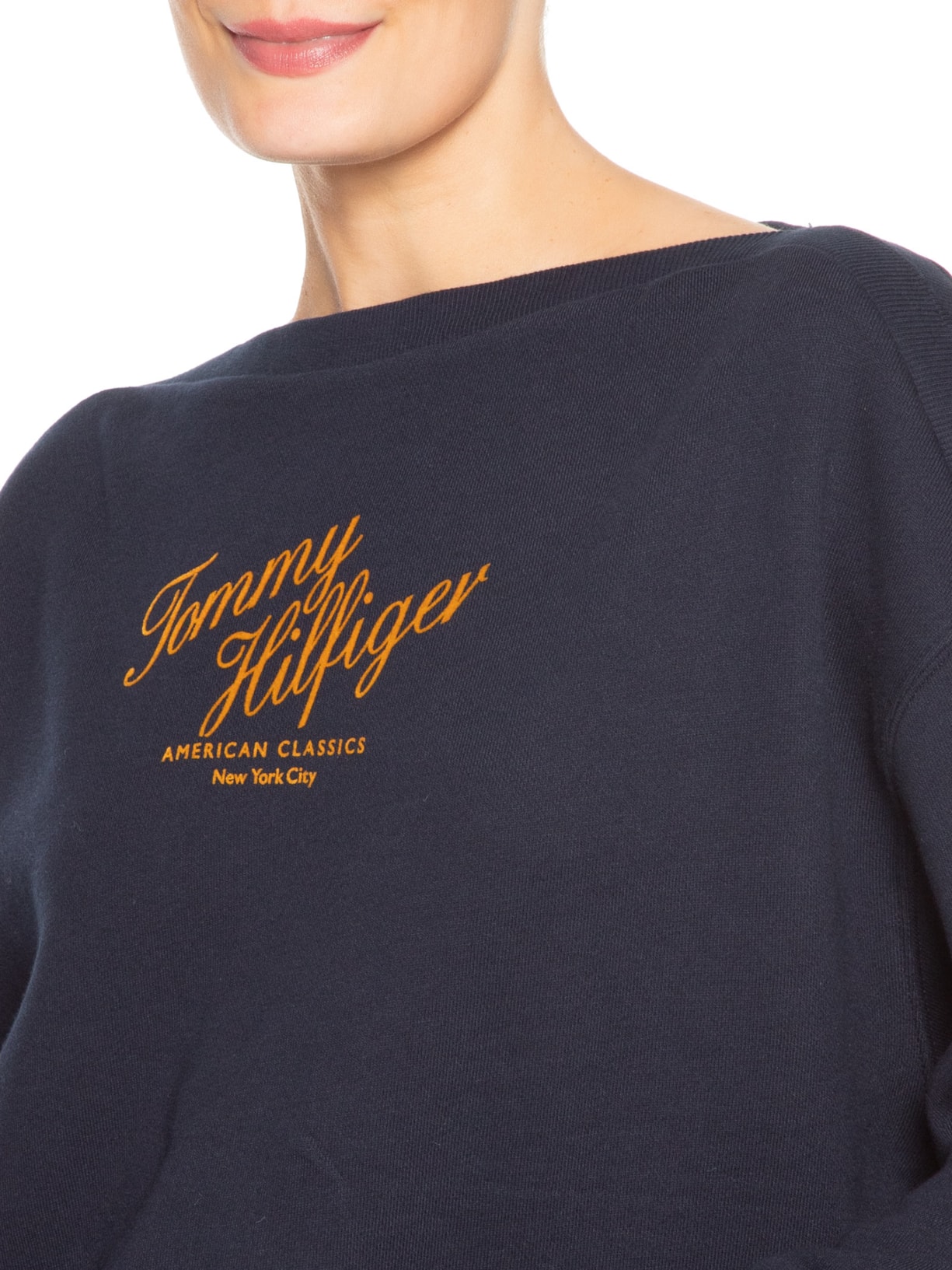 Blusa Feminina Script Terry Azul Tommy Hilfiger