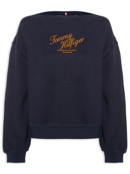 Blusa Feminina Script Terry - Azul
