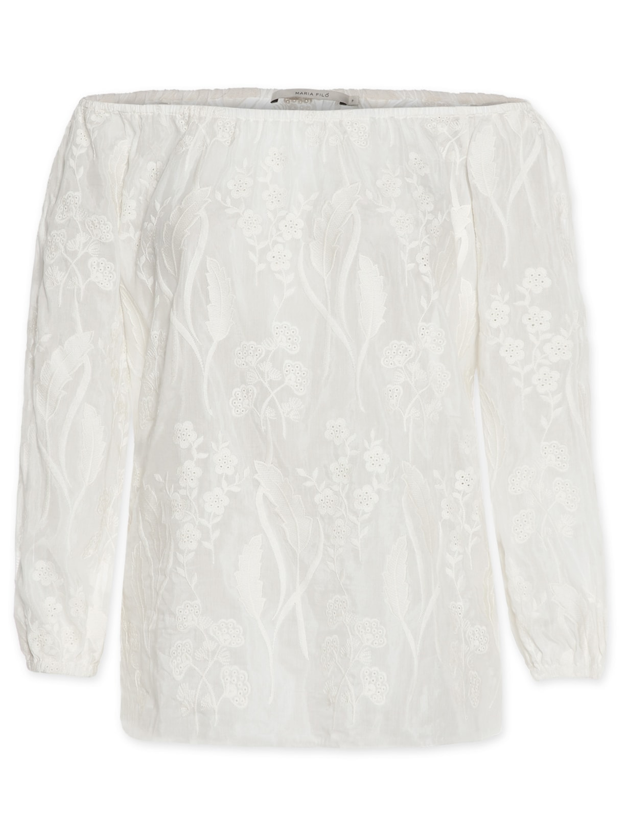 Blusa Feminina Seda Ombro à Ombro Bordado - Off White