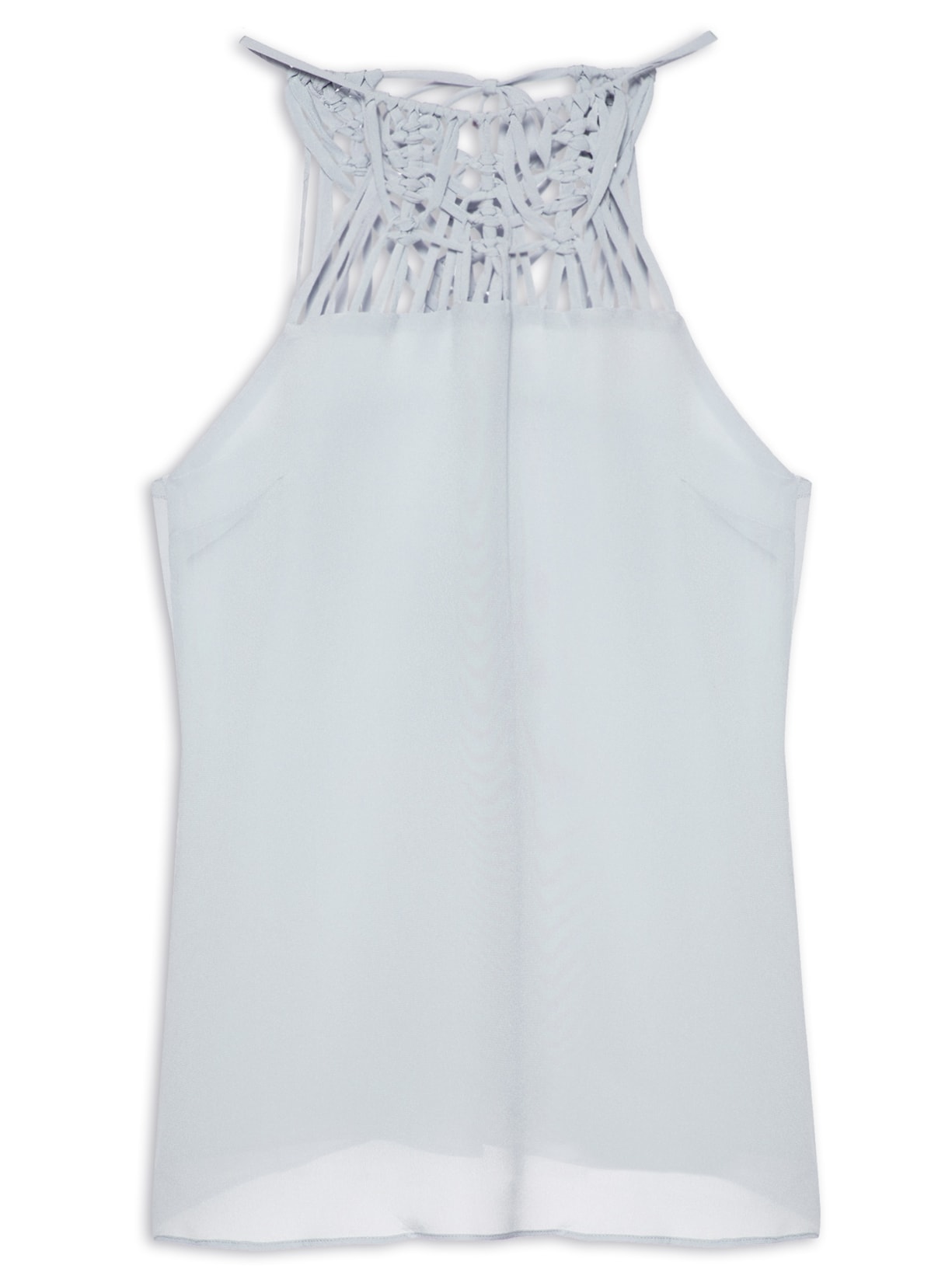 Blusa Feminina Seda Pura Macramê Handmade - Azul