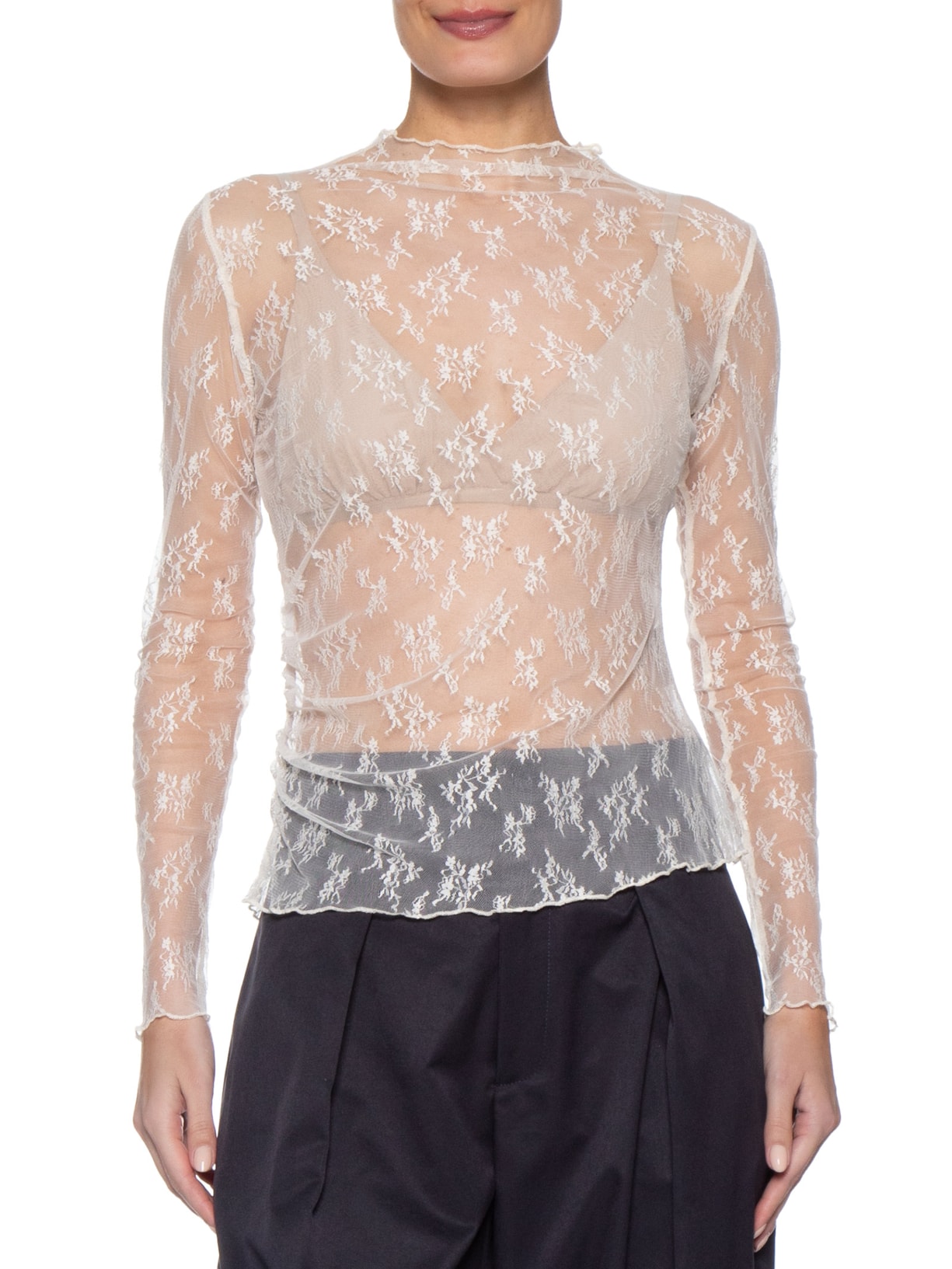 Blusa Feminina Segunda Pele Em Renda Off White Market 33