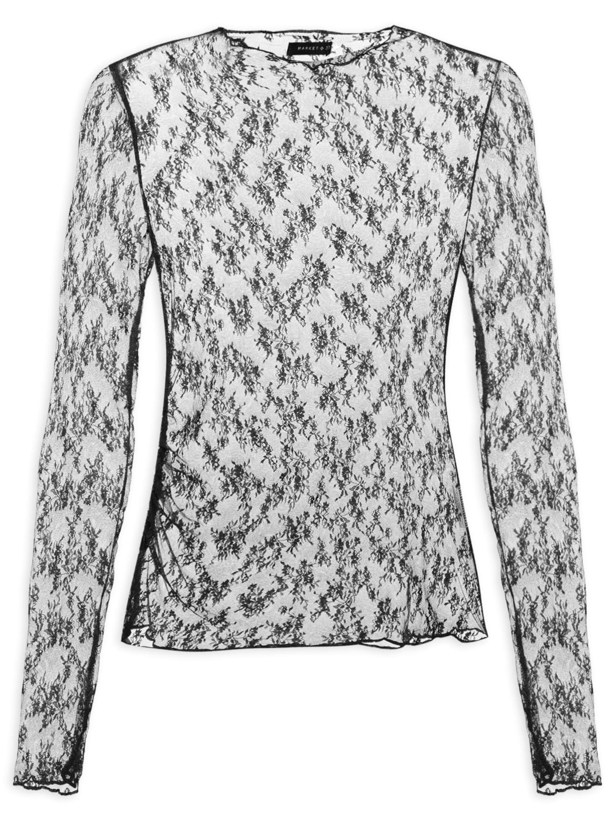 Blusa Feminina Segunda Pele Em Renda Preto Market 33