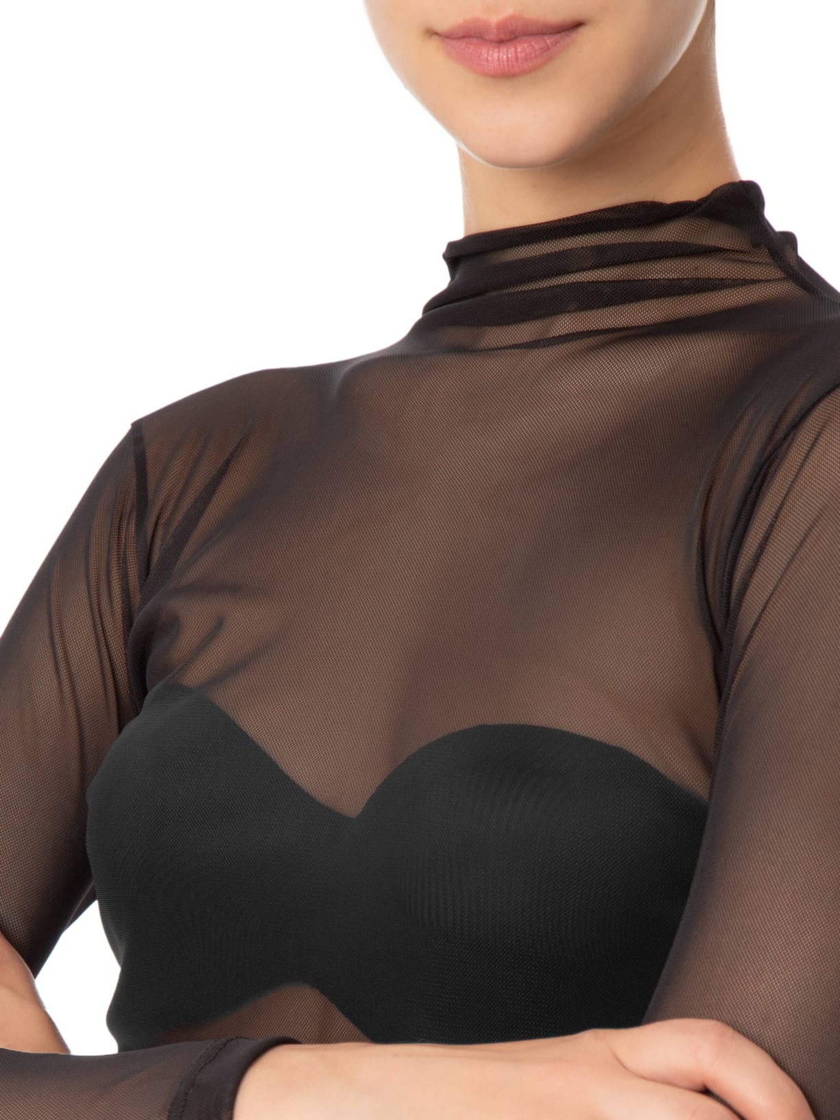 Blusa Feminina Segunda Pele Em Tule Preto Market 33