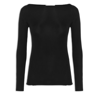 Blusa Feminina Segunda Pele Em Viscose Levíssima - Preto