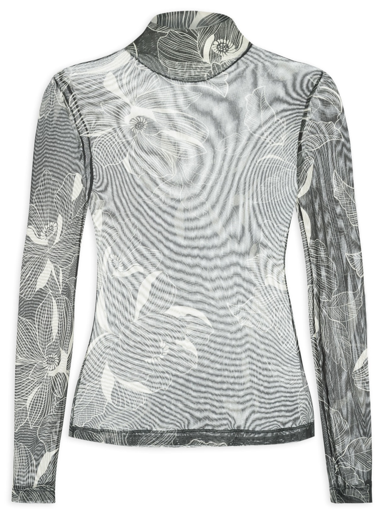Blusa Feminina Segunda Pele Estampa Floral - Preto