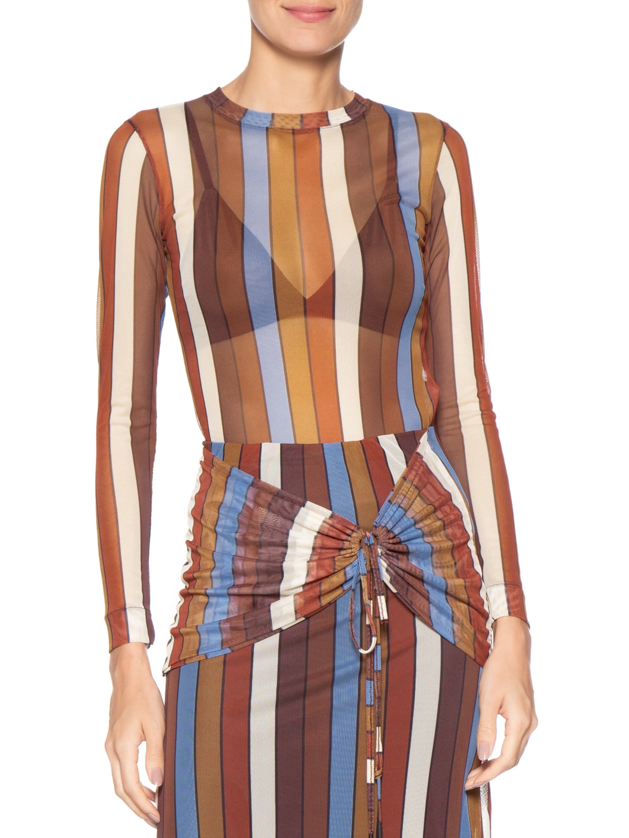 Blusa Feminina Segunda Pele Estampa Sintonia Marrom Dress To