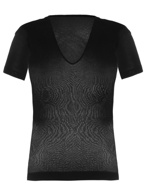 Blusa Feminina Segunda Pele Microfibra Manga Curta Fio 70 - Preto