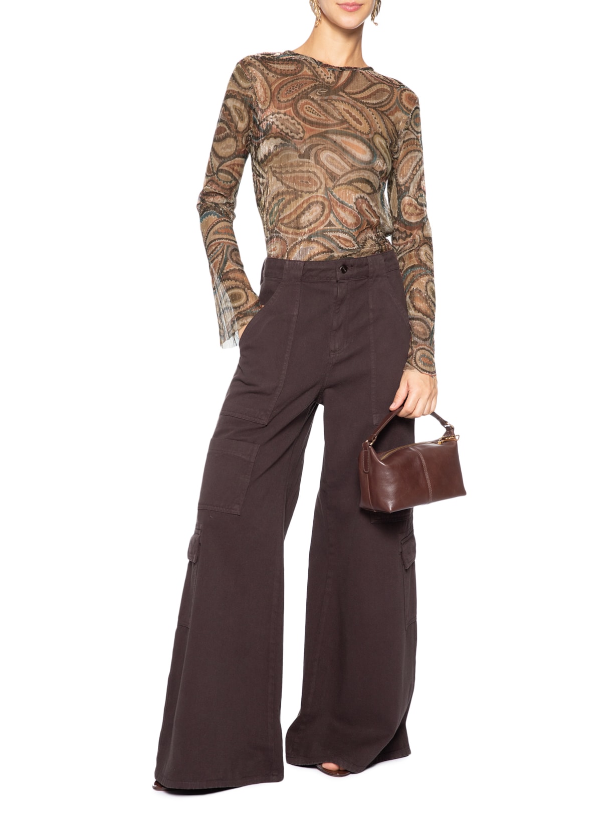 Blusa Feminina Segunda Pele Paisley Marrom Animale