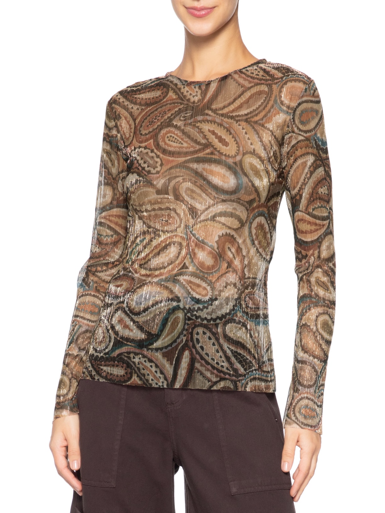 Blusa Feminina Segunda Pele Paisley Marrom Animale