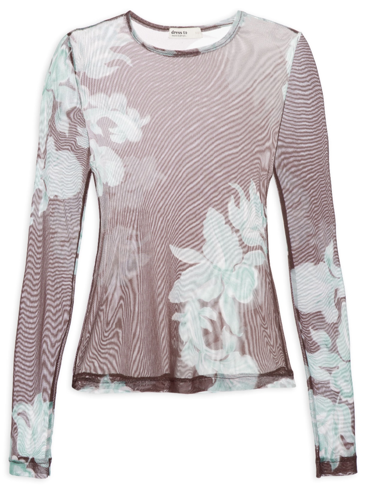 Blusa Feminina Segunda Pele Tule Estampa Lagoa - Marrom