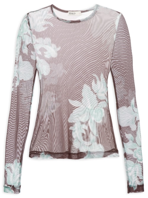 Blusa Feminina Segunda Pele Tule Estampa Lagoa - Marrom