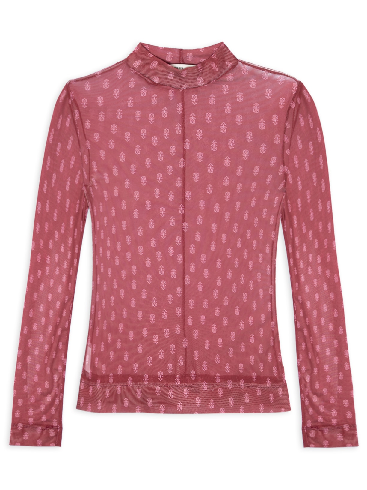 Blusa Feminina Segunda Pele Tule Estampa Zuma - Vinho