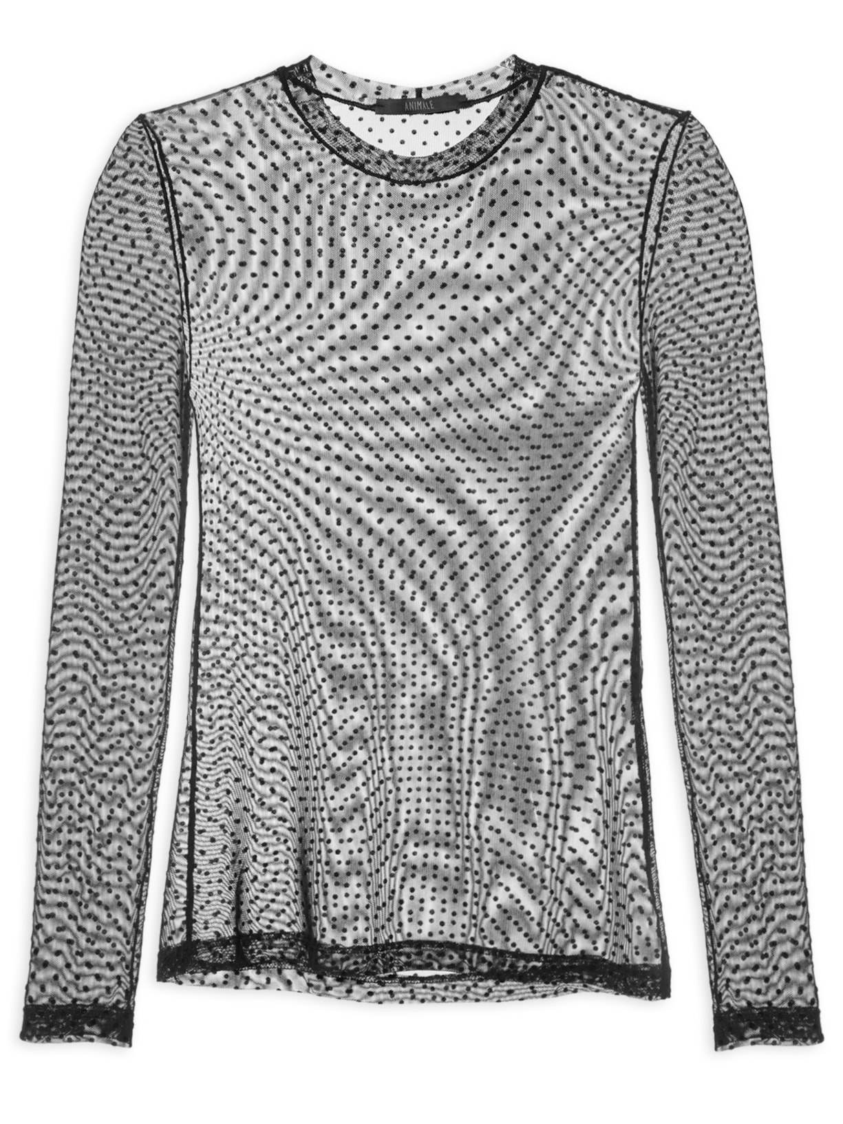 Blusa Feminina Segunda Pele Tule Floc - Preto