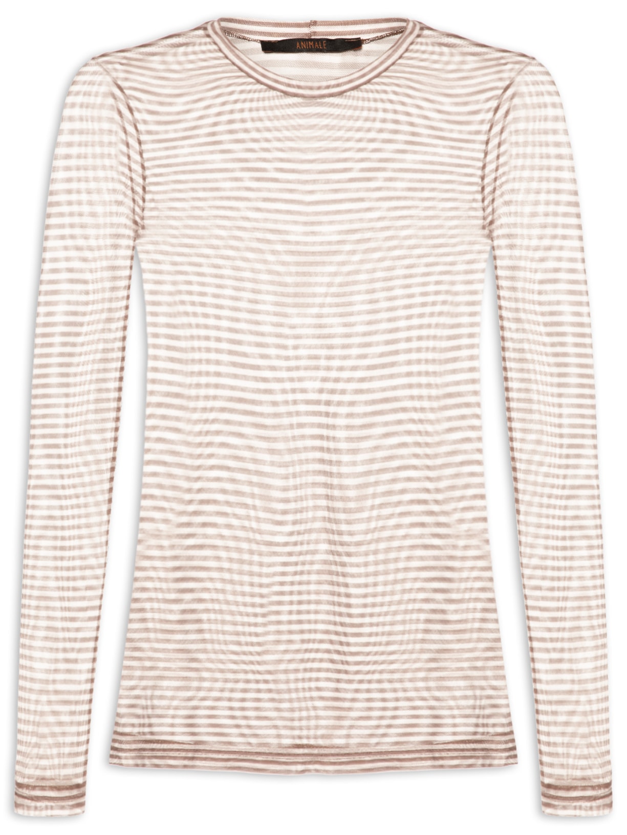 Blusa Feminina Segunda Pele Tule Listra - Marrom
