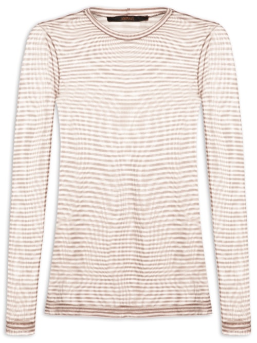 Blusa Feminina Segunda Pele Tule Listra - Marrom