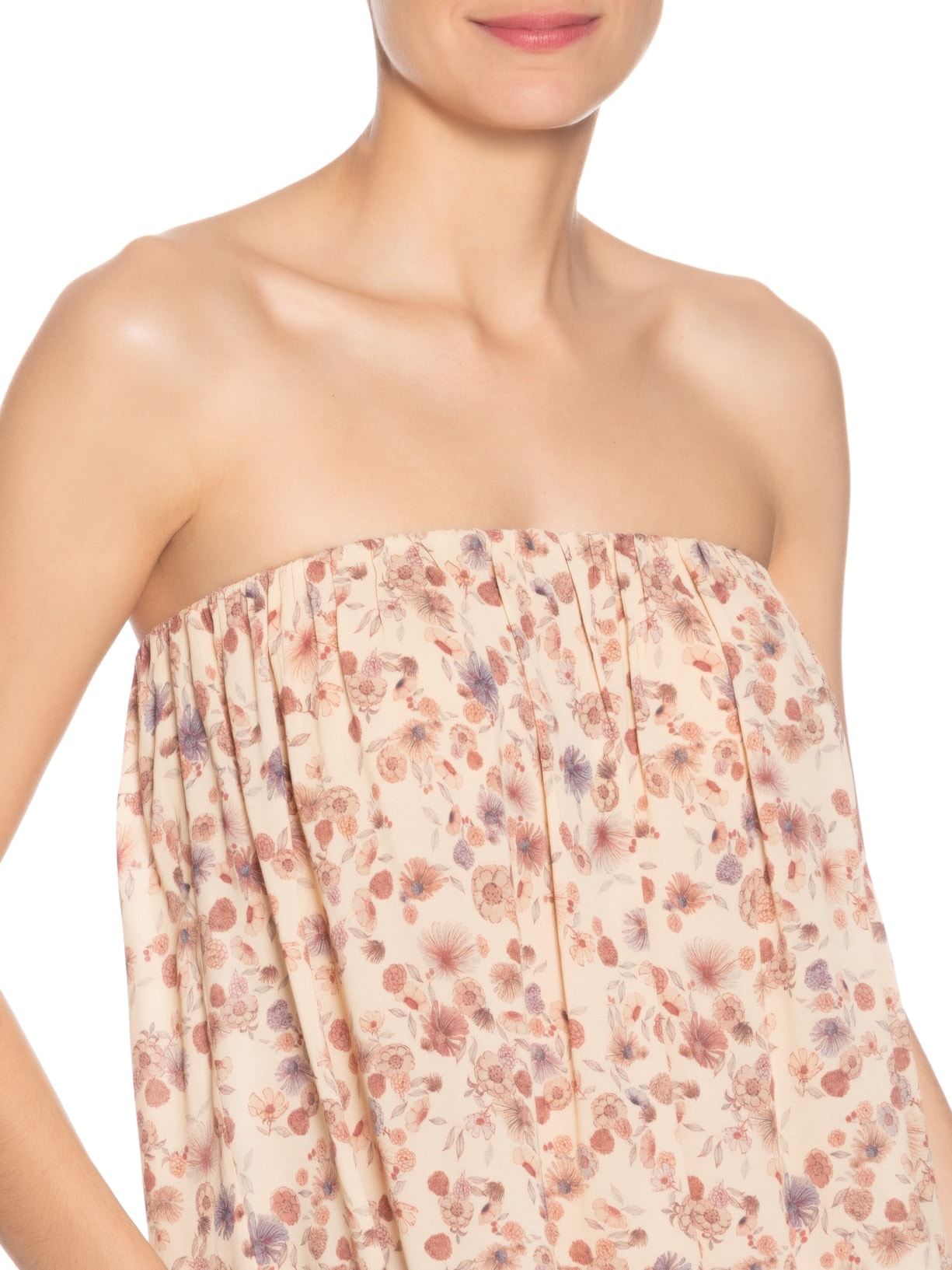 Blusa Feminina Sem Alça Ggt Estampa Fleur Bege Maria Filó