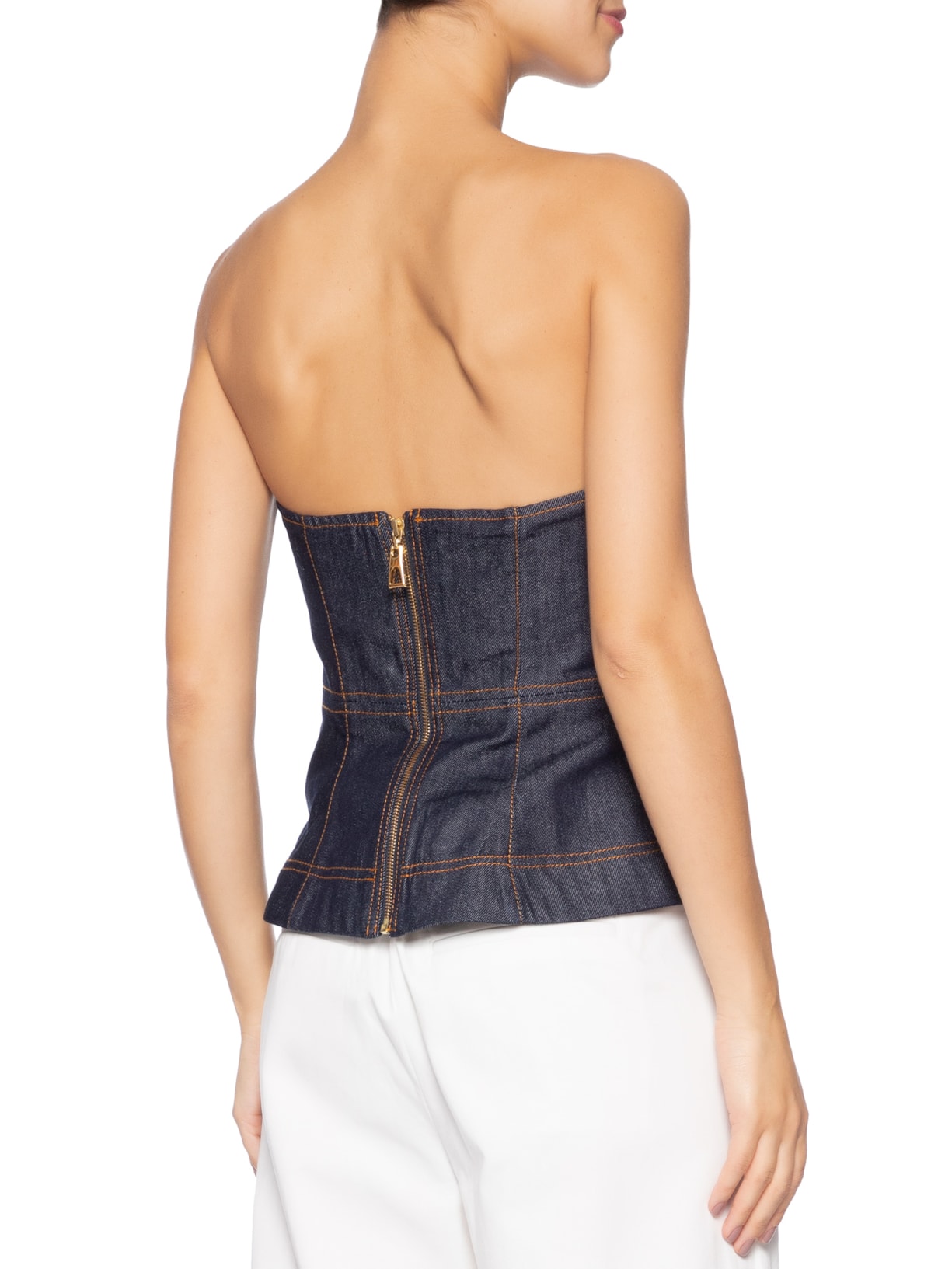Blusa Feminina Sem Alça Jeans Raw Azul Animale
