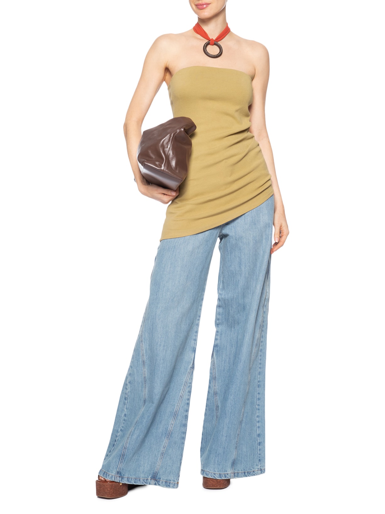 Blusa Feminina Sem Alça Manai Bege Animale Jeans