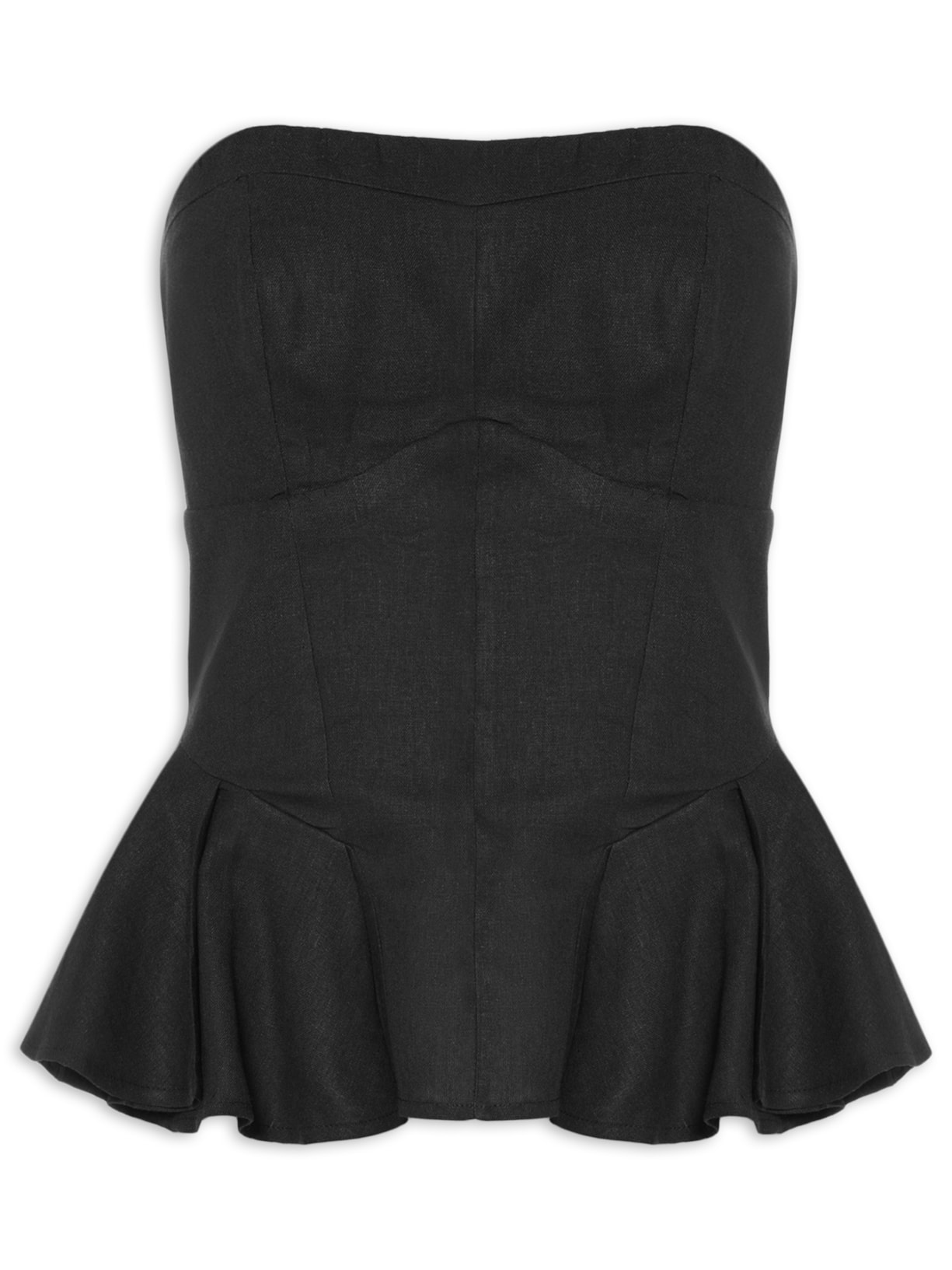 Blusa Feminina Sem Alça Pregas - Preto
