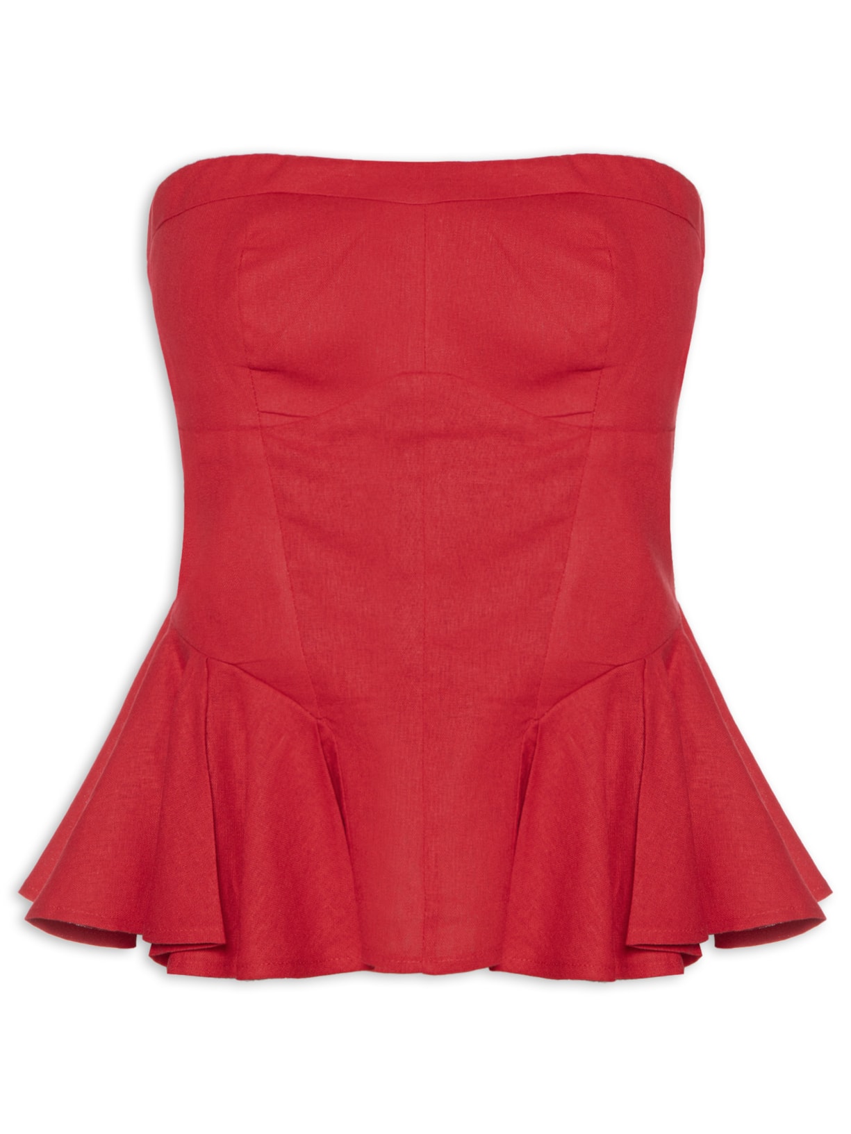 Blusa Feminina Sem Alça Pregas - Vermelho