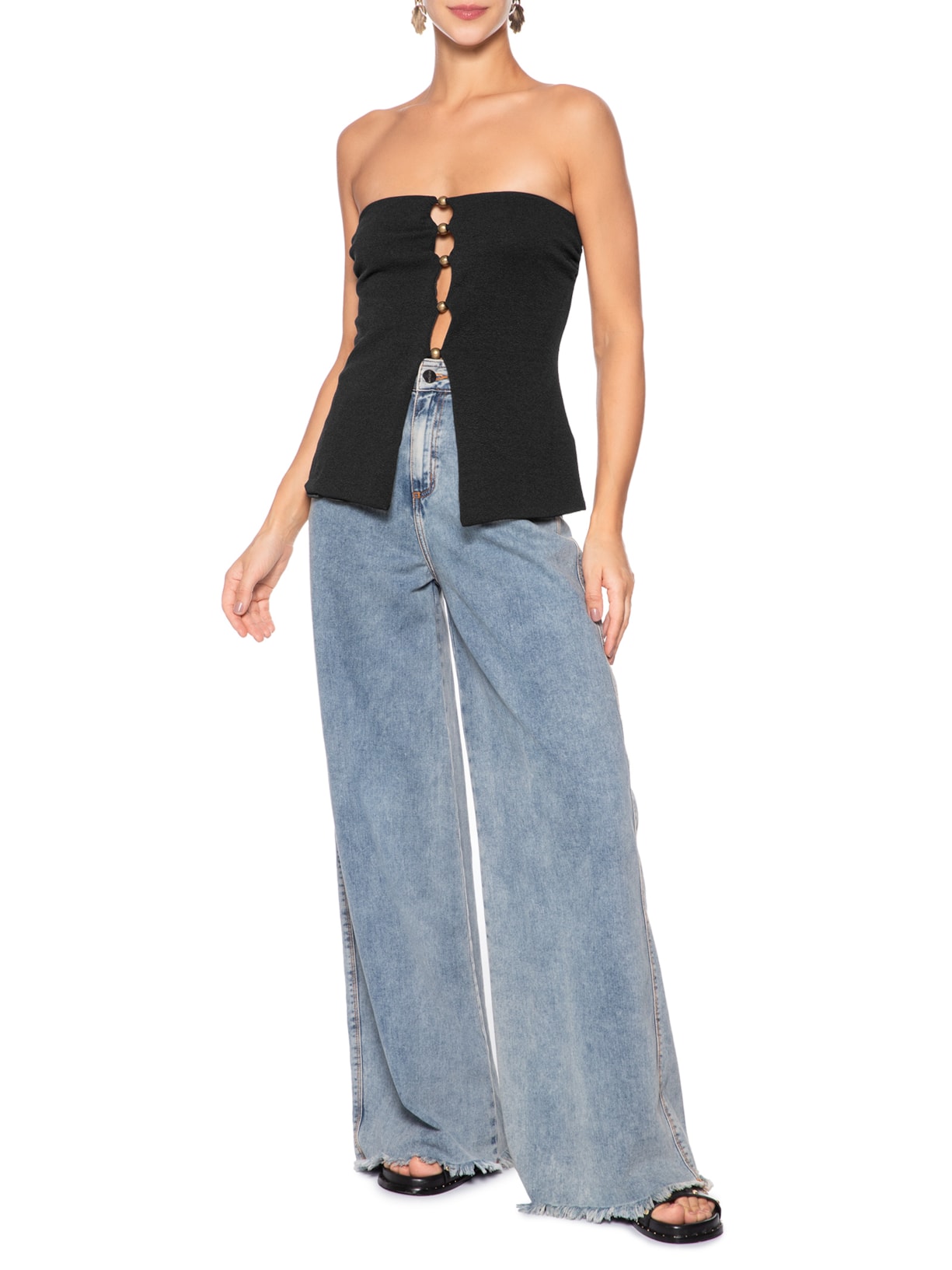 Blusa Feminina Sem Alça Preto Farm