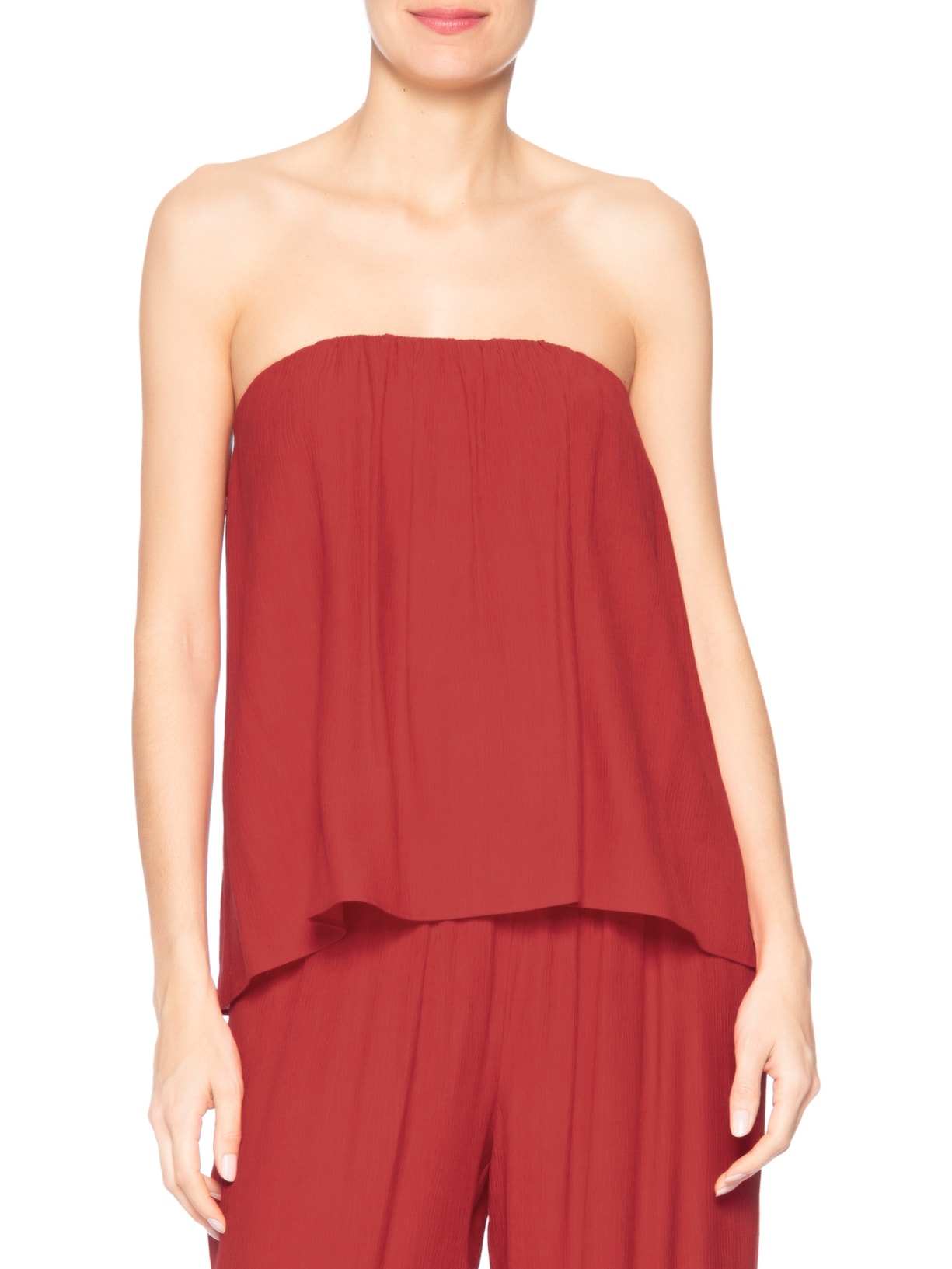 Blusa Feminina Sem Alça Textura Vermelho Farm