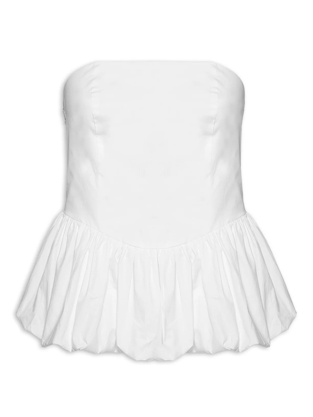 Blusa Feminina Sem Manga Balonê  Branco  Market 33
