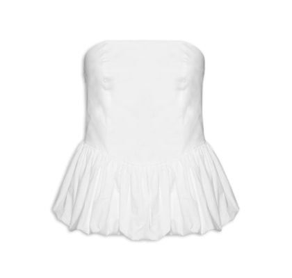 Blusa Feminina Sem Manga Balonê  - Branco 