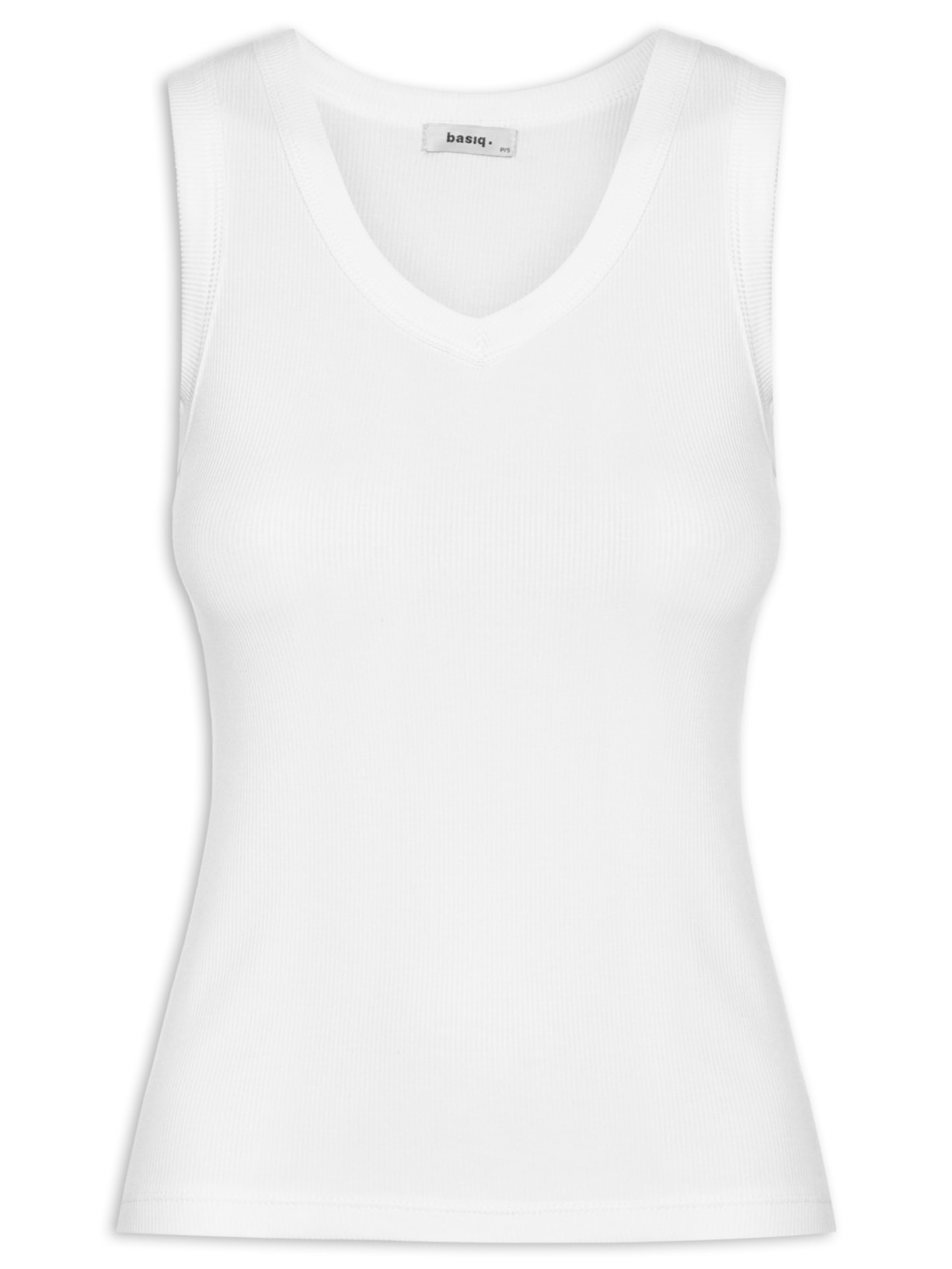 Blusa Feminina Sem Manga Básica Decote V - Branco