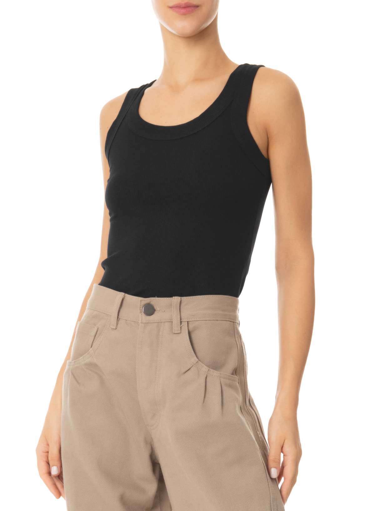 Blusa Feminina Sem Manga Básica Preto Basiq