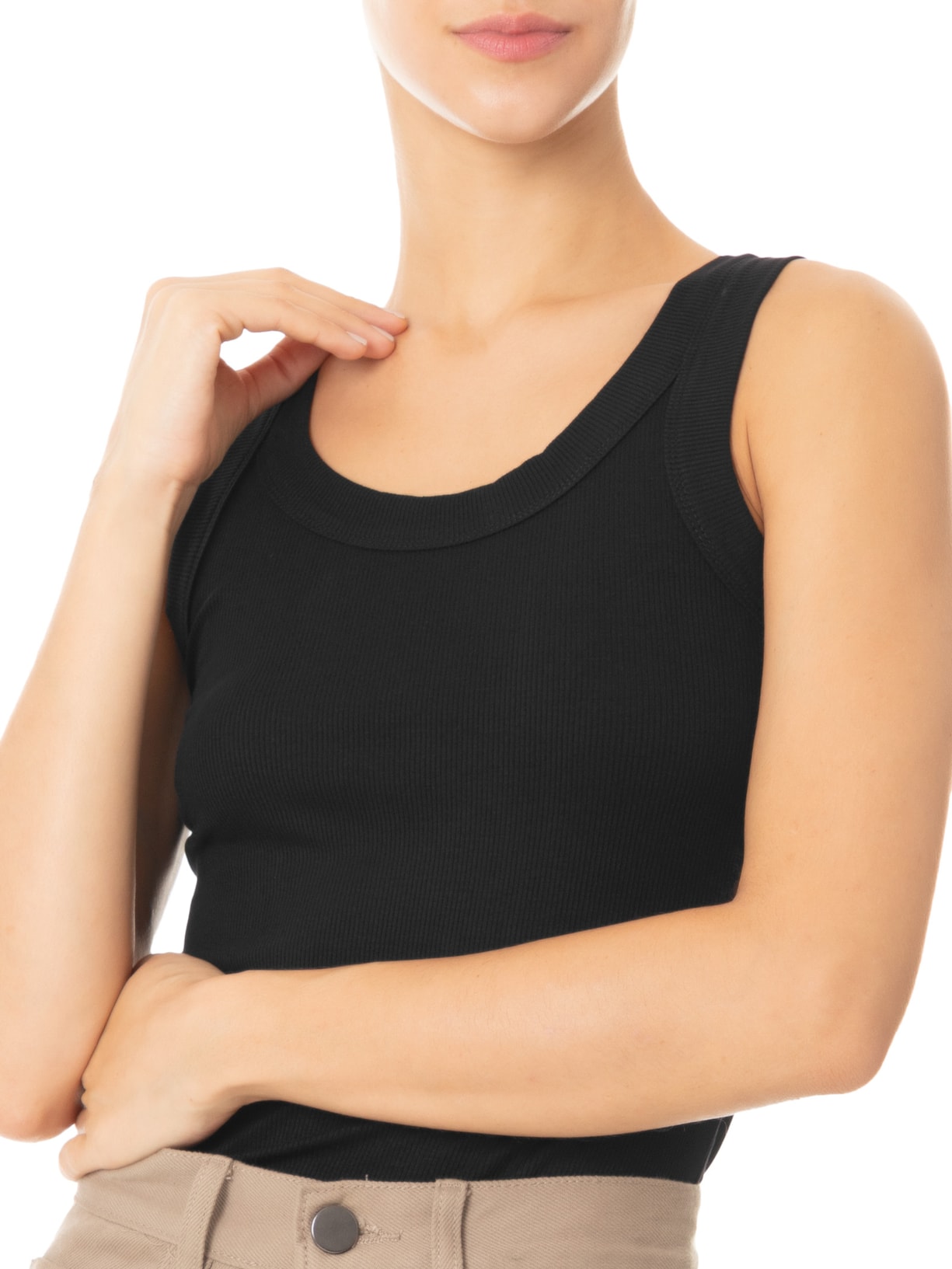 Blusa Feminina Sem Manga Básica Preto Basiq