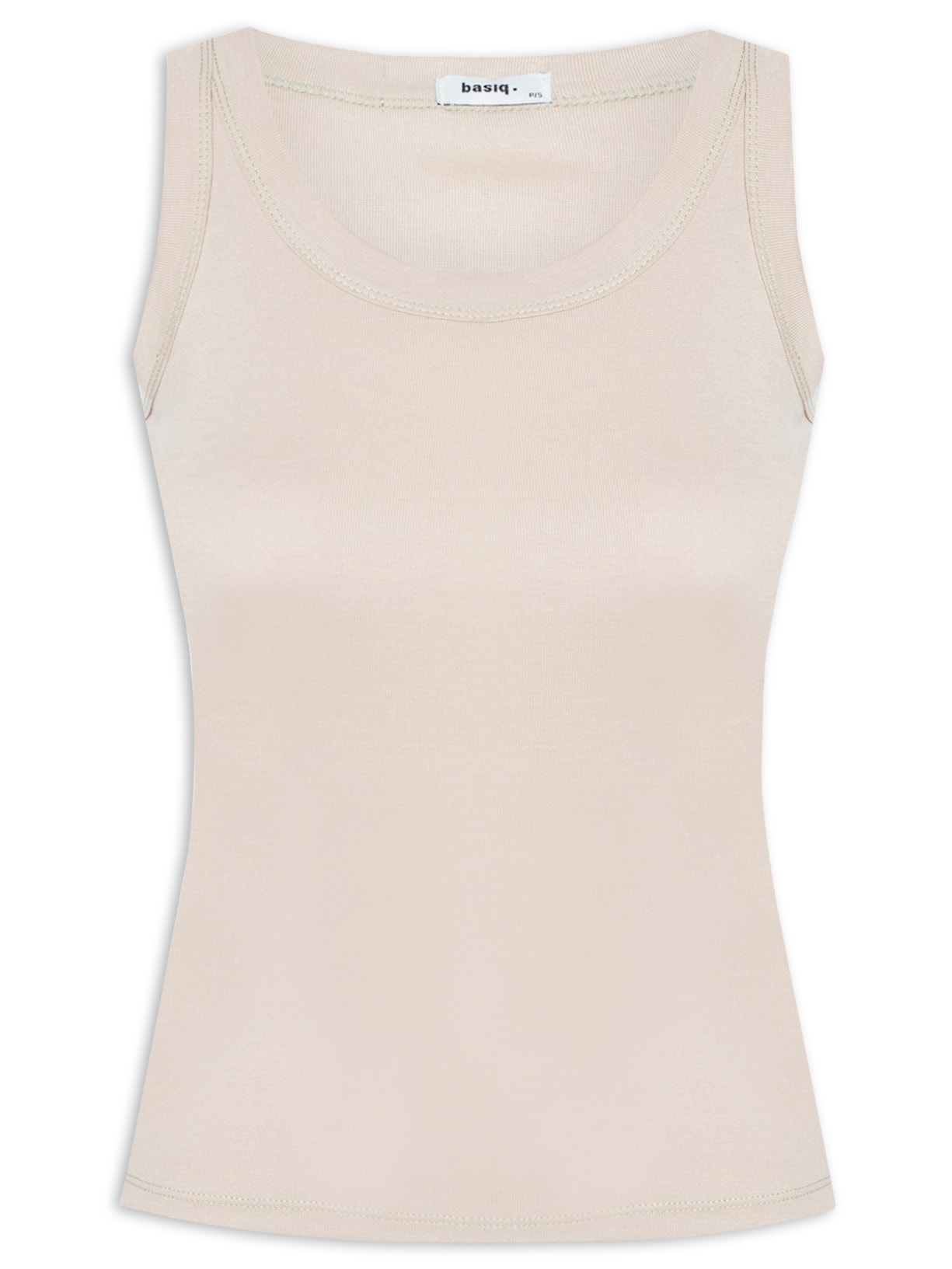 Blusa Feminina Sem Manga Canelada Cavada - Bege