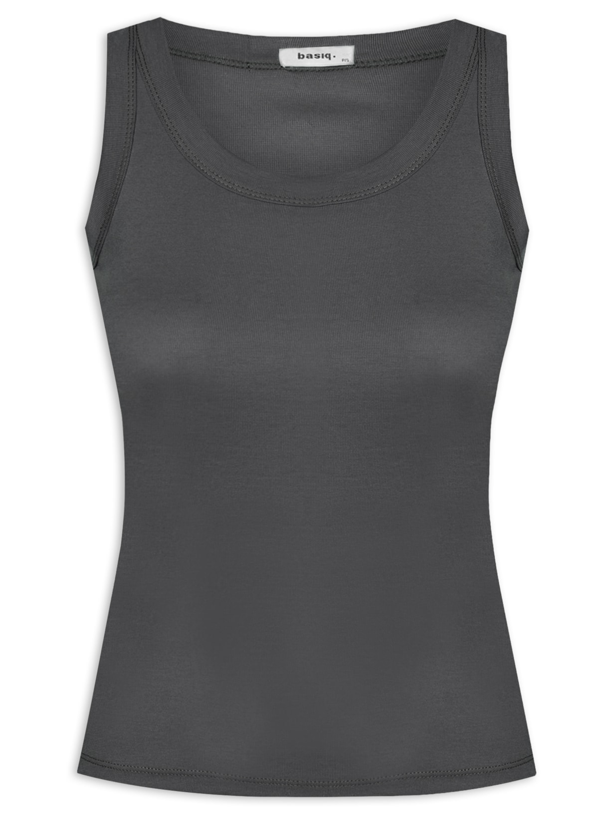 Blusa Feminina Sem Manga Canelada Cavada - Cinza